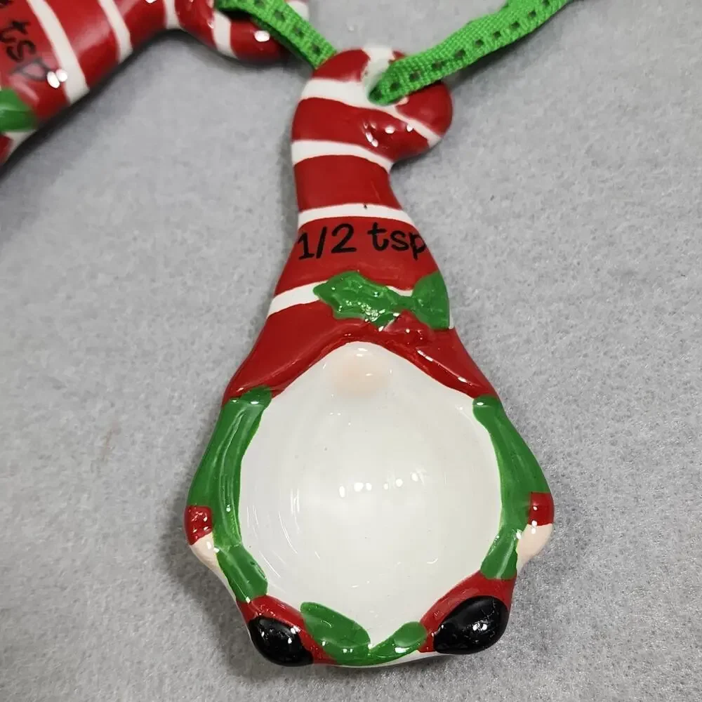 Gnome Nesting Cup Measuring Spoons Christmas Holiday Ceramic Set of 4